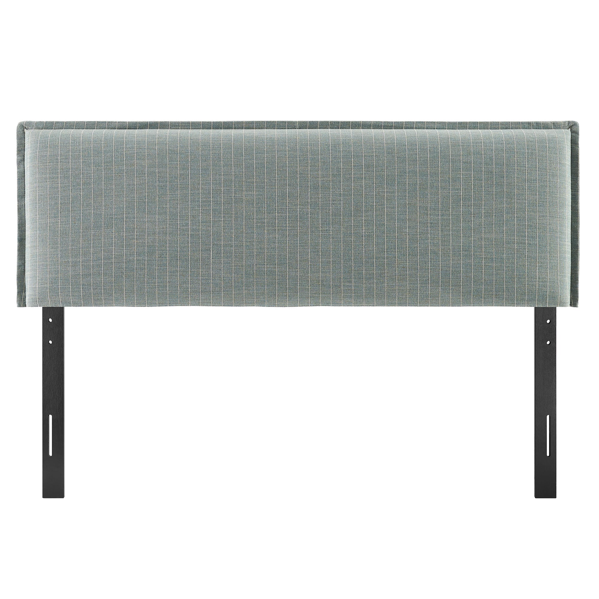 Camille Striped Linen Blend King Size Headboard - Spa Blue Stripe