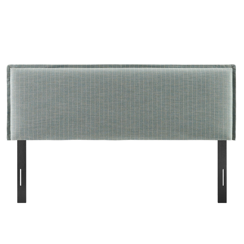 Camille Striped Linen Blend King Size Headboard - Spa Blue Stripe