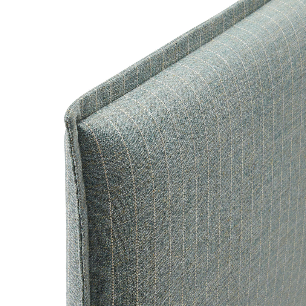 Camille Striped Linen Blend King Size Headboard - Spa Blue Stripe