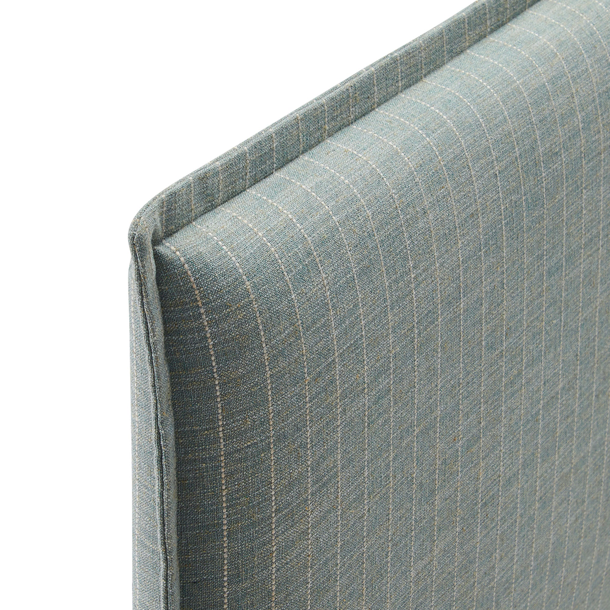 Camille Striped Linen Blend King Size Headboard - Spa Blue Stripe