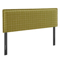 Camille Checkered Linen Blend King Size Headboard - Artichoke Windowpane Check