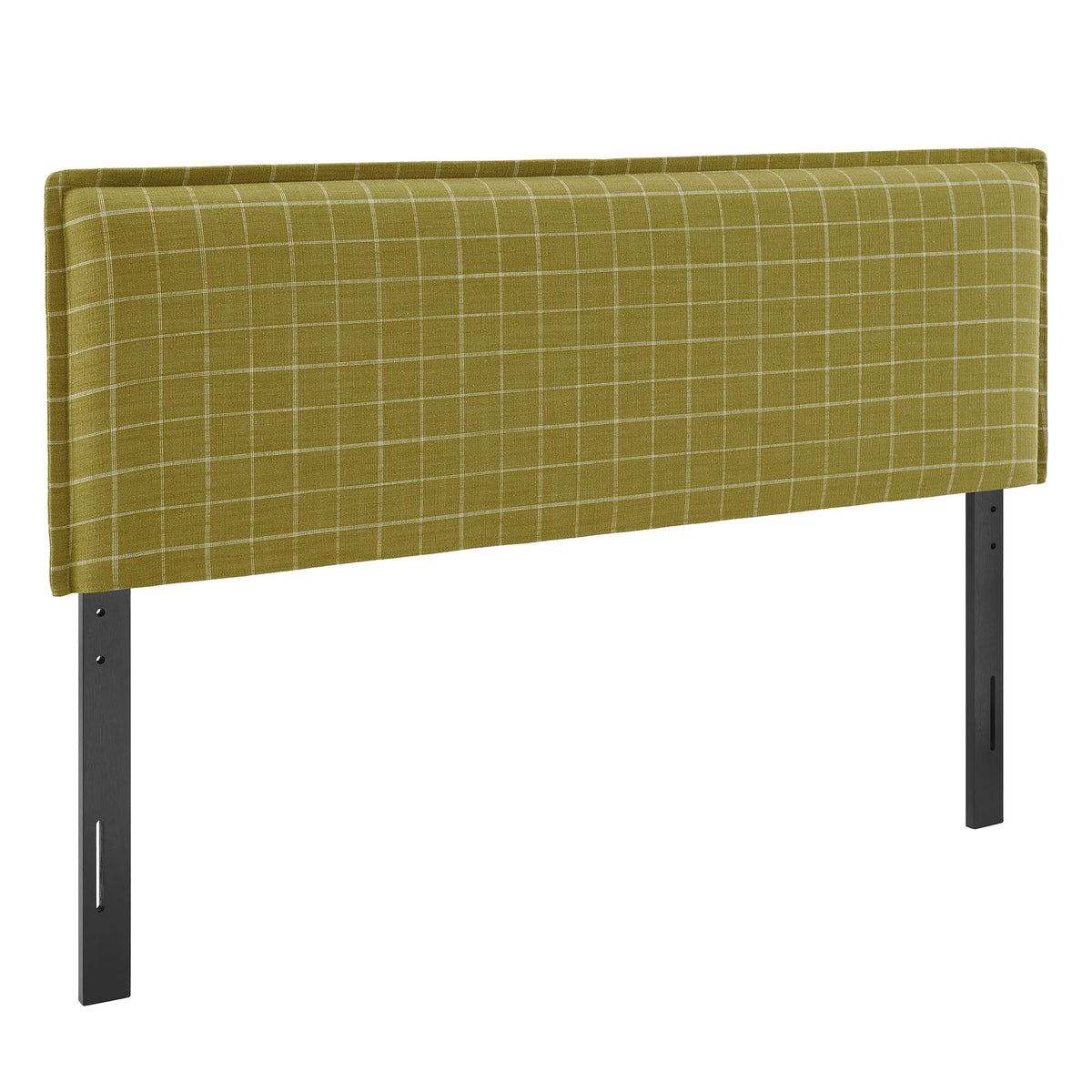 Camille Checkered Linen Blend King Size Headboard - Artichoke Windowpane Check