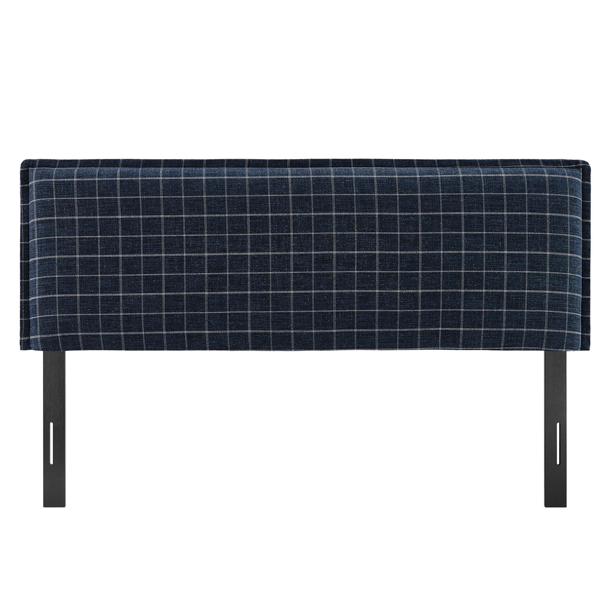 Camille Checkered Linen Blend King Size Headboard - Denim Windowpane Check