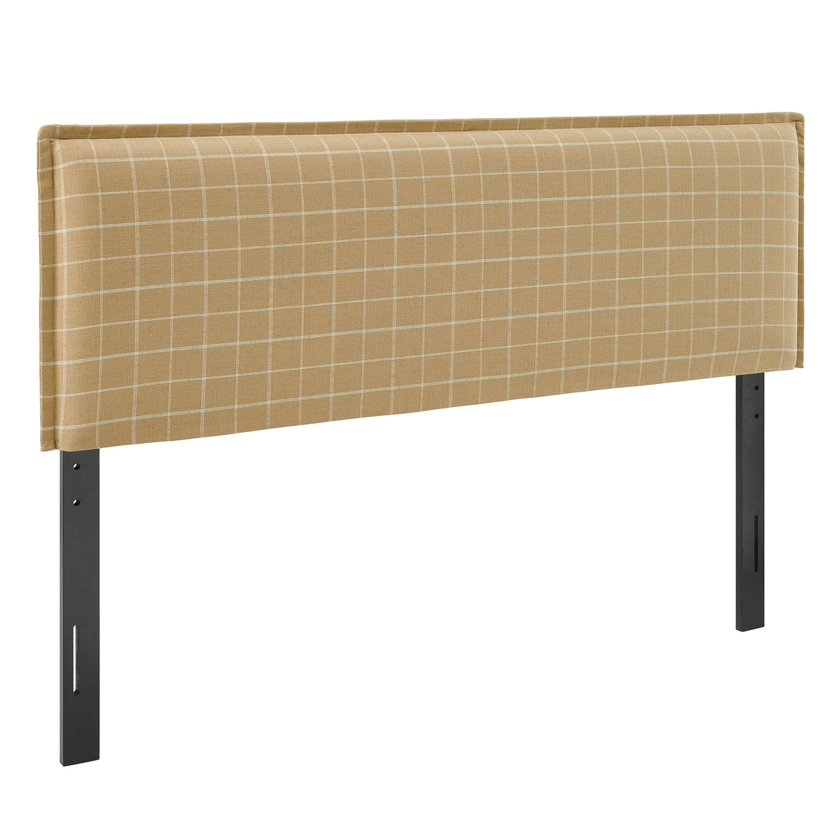 Camille Checkered Linen Blend King Size Headboard - Hemp Windowpane Check
