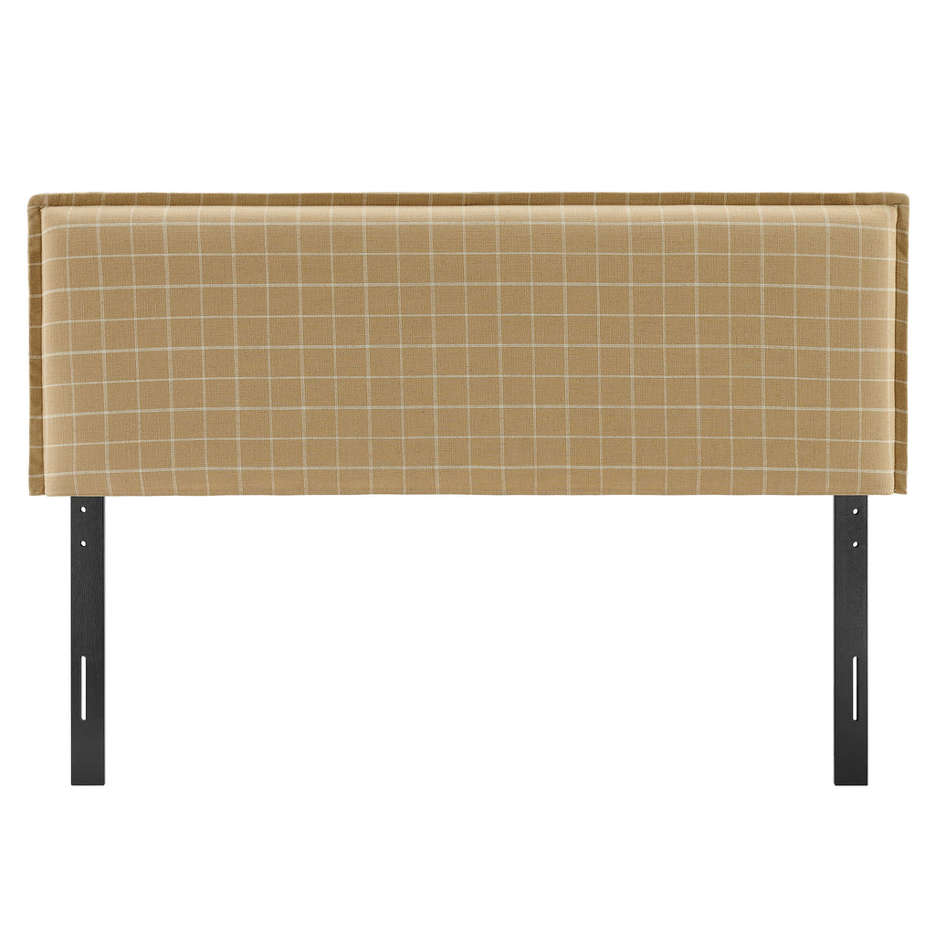 Camille Checkered Linen Blend King Size Headboard - Hemp Windowpane Check