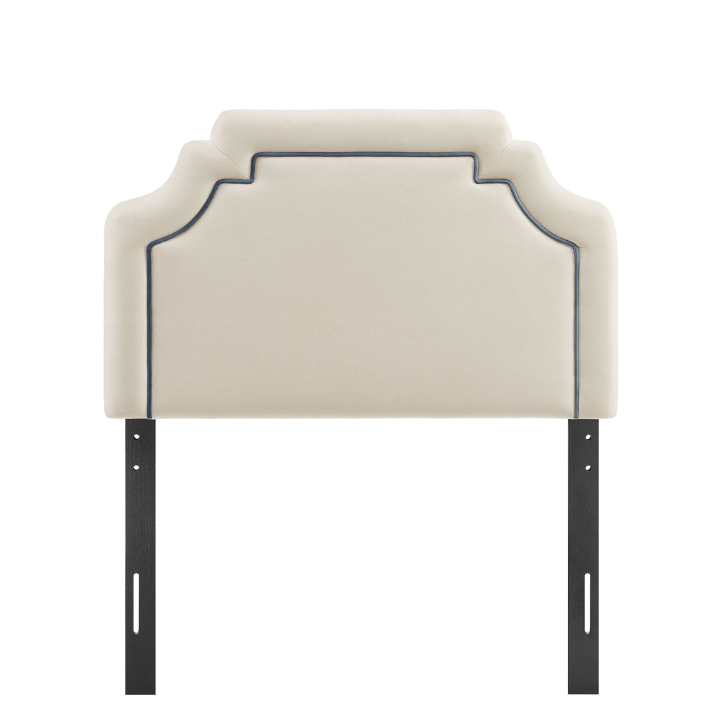 Magnolia Stain-Resistant Performance Velvet Twin Size Headboard - Alabaster Cadet Blue