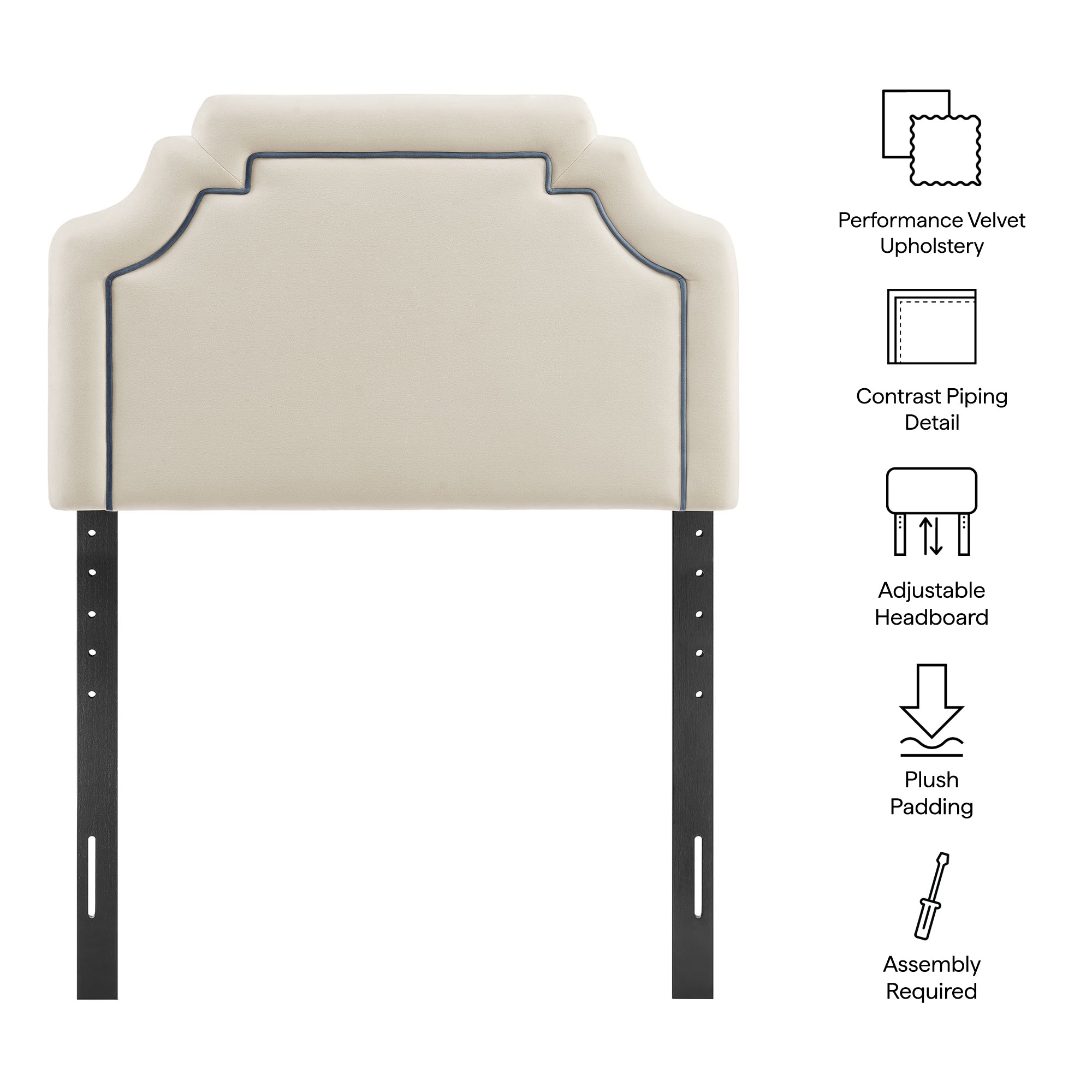 Magnolia Stain-Resistant Performance Velvet Twin Size Headboard - Alabaster Cadet Blue