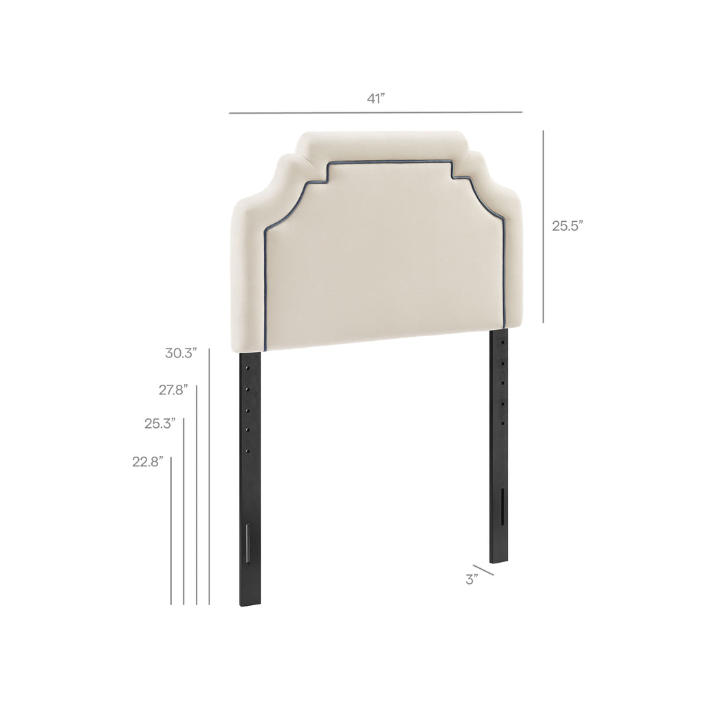 Magnolia Stain-Resistant Performance Velvet Twin Size Headboard - Alabaster Cadet Blue