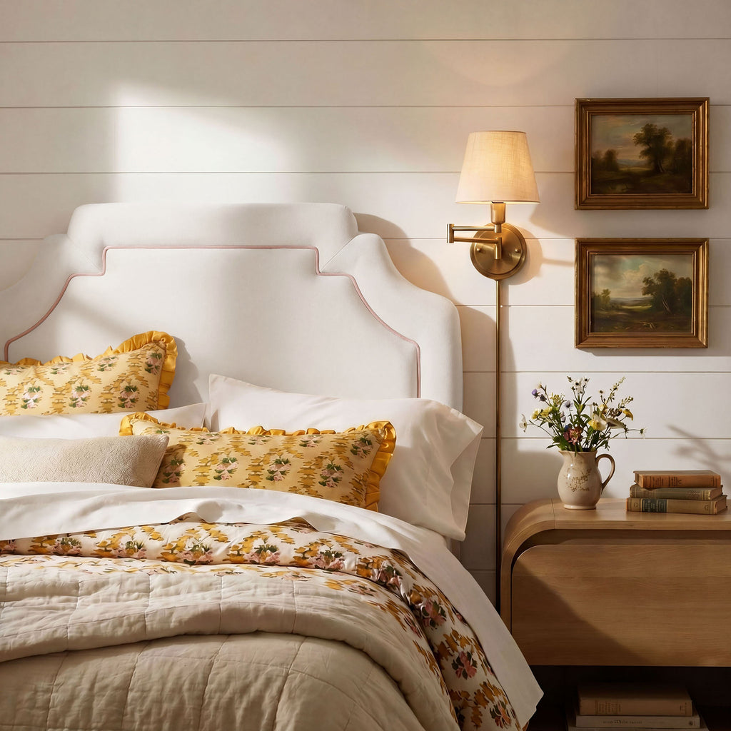 Magnolia Stain-Resistant Performance Velvet Twin Size Headboard - Alabaster Pink