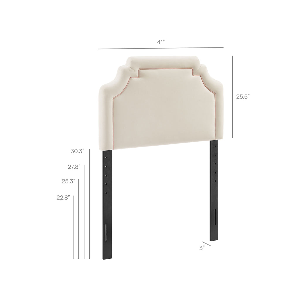 Magnolia Stain-Resistant Performance Velvet Twin Size Headboard - Alabaster Pink