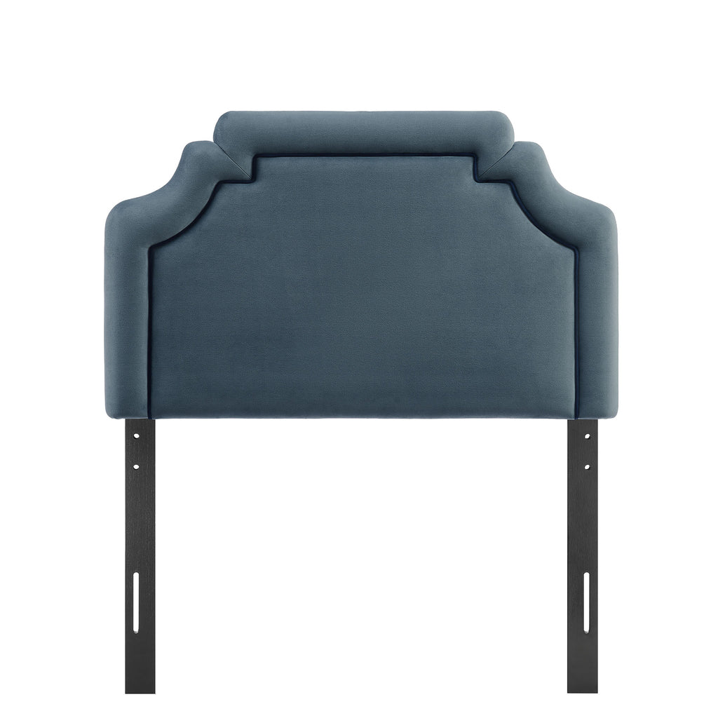 Magnolia Stain-Resistant Performance Velvet Twin Size Headboard - Cadet Blue Midnight