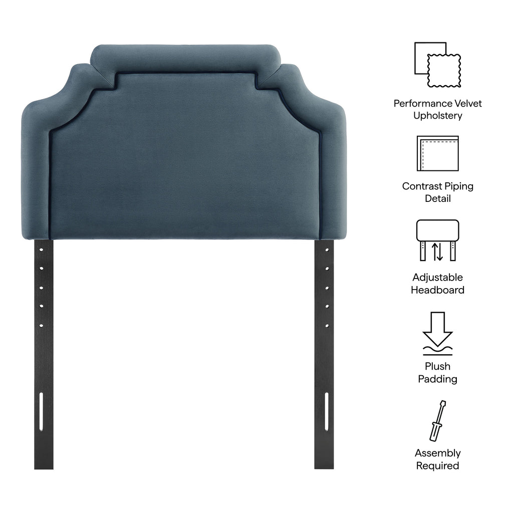 Magnolia Stain-Resistant Performance Velvet Twin Size Headboard - Cadet Blue Midnight