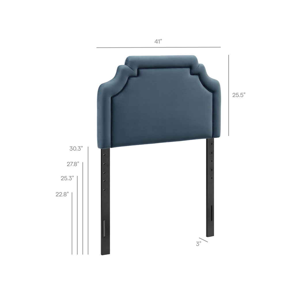Magnolia Stain-Resistant Performance Velvet Twin Size Headboard - Cadet Blue Midnight