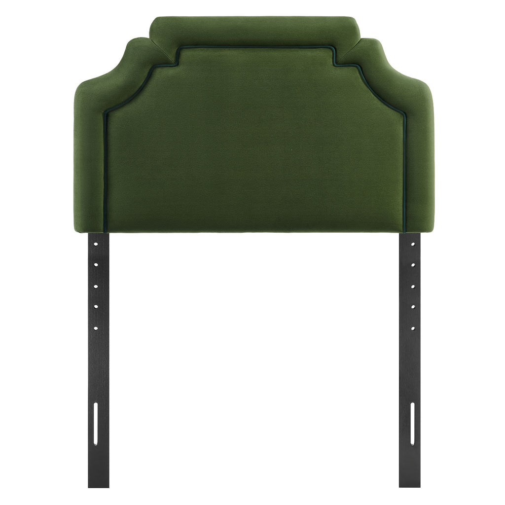 Magnolia Stain-Resistant Performance Velvet Twin Size Headboard - Moss Green Dark Green