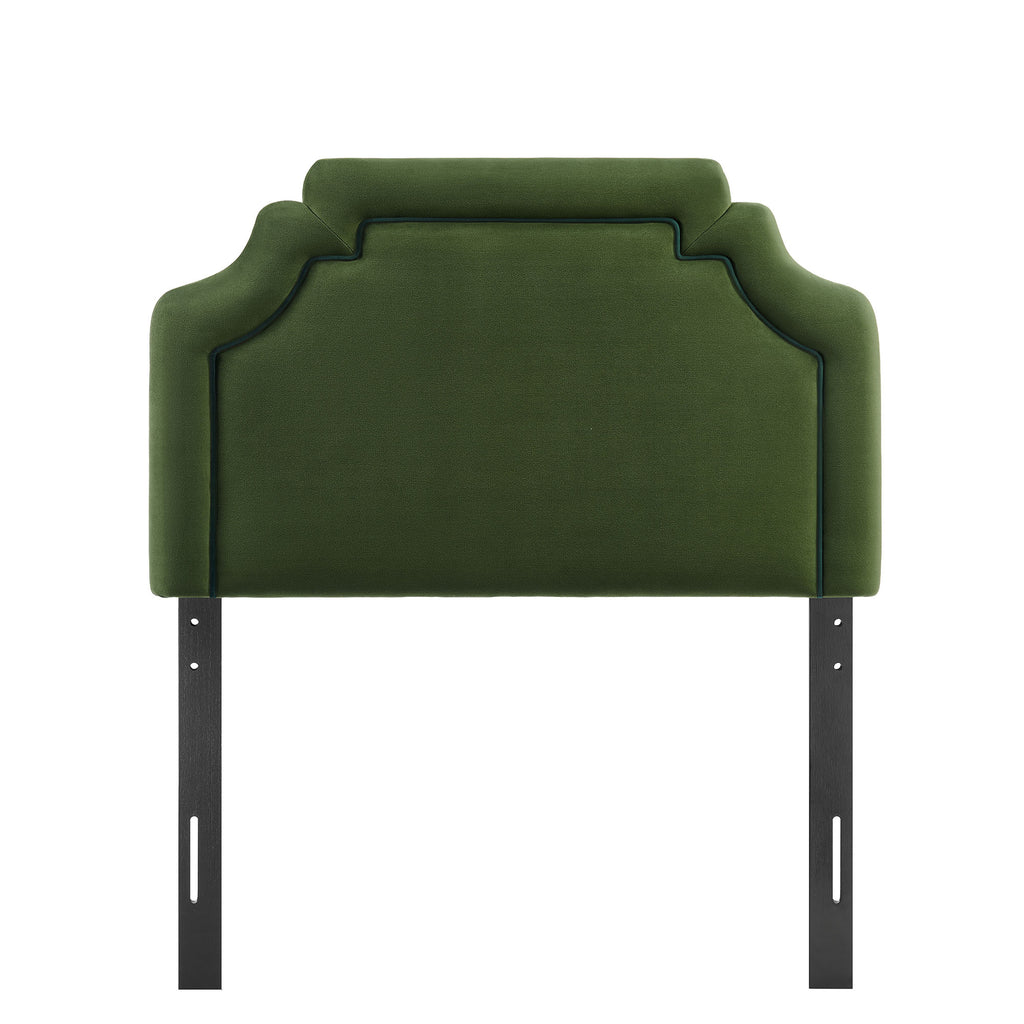 Magnolia Stain-Resistant Performance Velvet Twin Size Headboard - Moss Green Dark Green