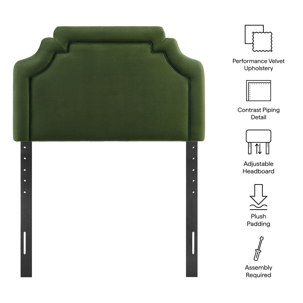 Magnolia Stain-Resistant Performance Velvet Twin Size Headboard - Moss Green Dark Green