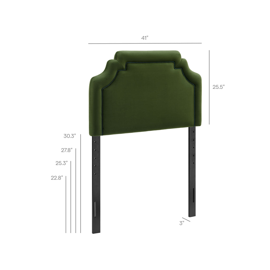 Magnolia Stain-Resistant Performance Velvet Twin Size Headboard - Moss Green Dark Green