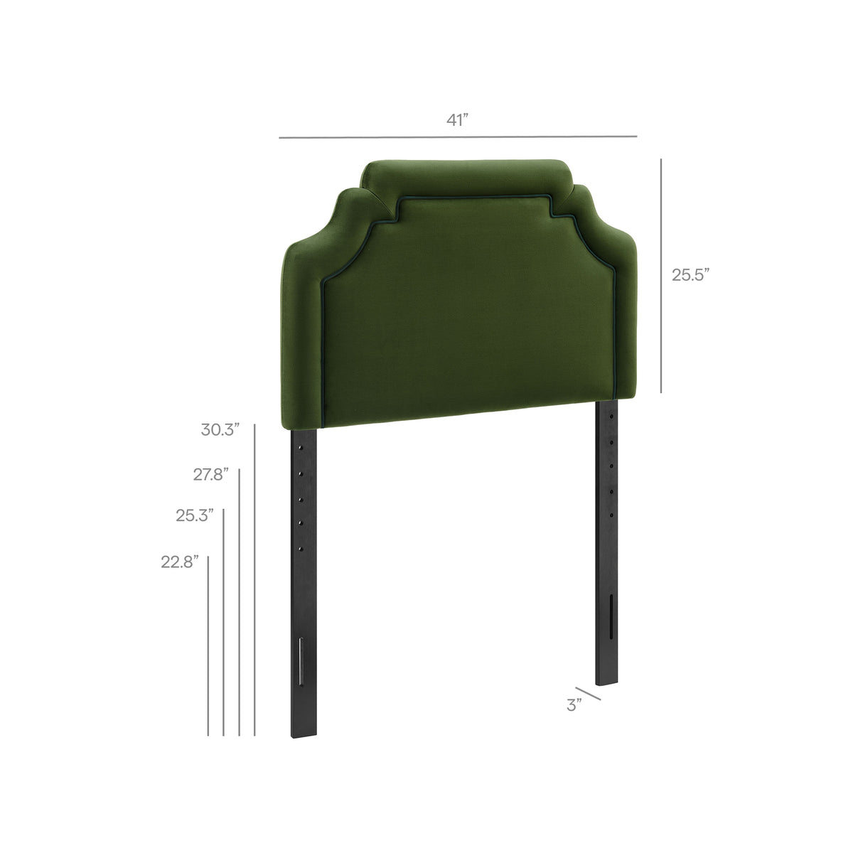 Magnolia Stain-Resistant Performance Velvet Twin Size Headboard - Moss Green Dark Green