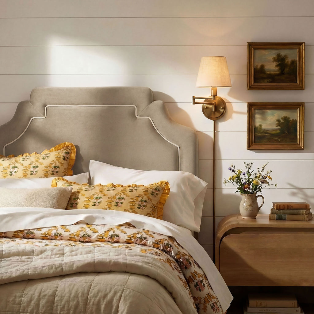 Magnolia Stain-Resistant Performance Velvet Twin Size Headboard - Taupe Almond