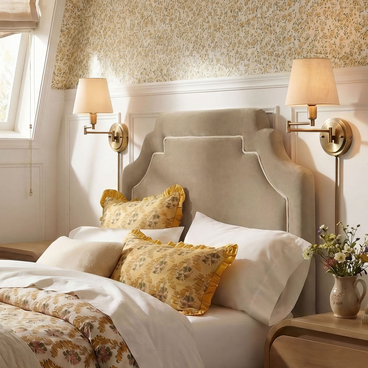 Magnolia Stain-Resistant Performance Velvet Twin Size Headboard - Taupe Almond