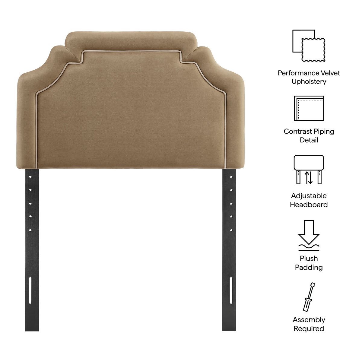 Magnolia Stain-Resistant Performance Velvet Twin Size Headboard - Taupe Almond