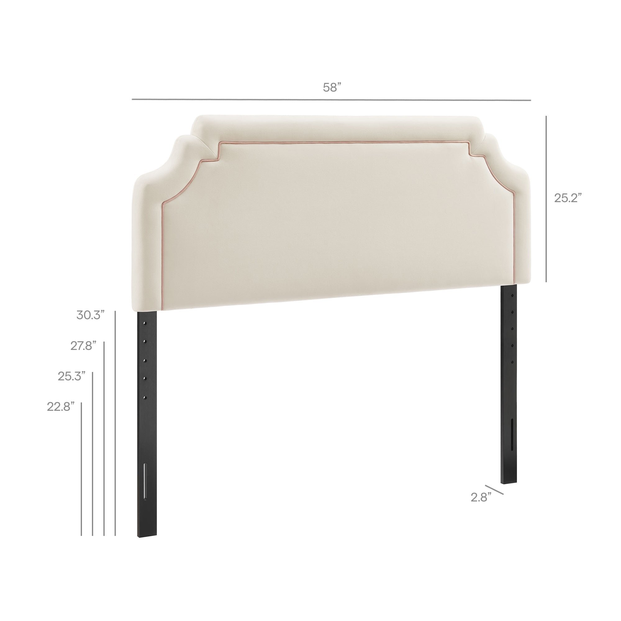Magnolia Stain-Resistant Performance Velvet Full Size Headboard - Alabaster Pink
