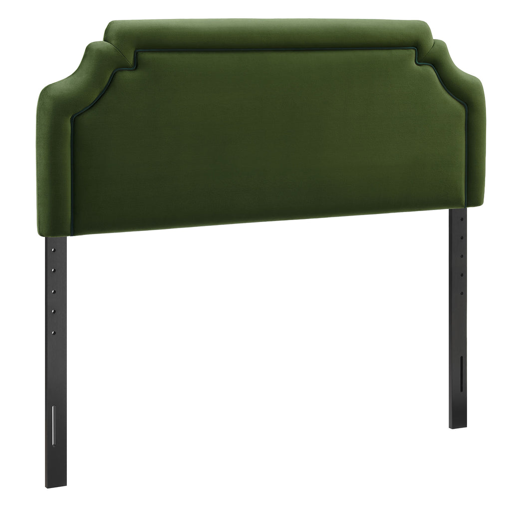 Magnolia Stain-Resistant Performance Velvet Full Size Headboard - Moss Green Dark Green