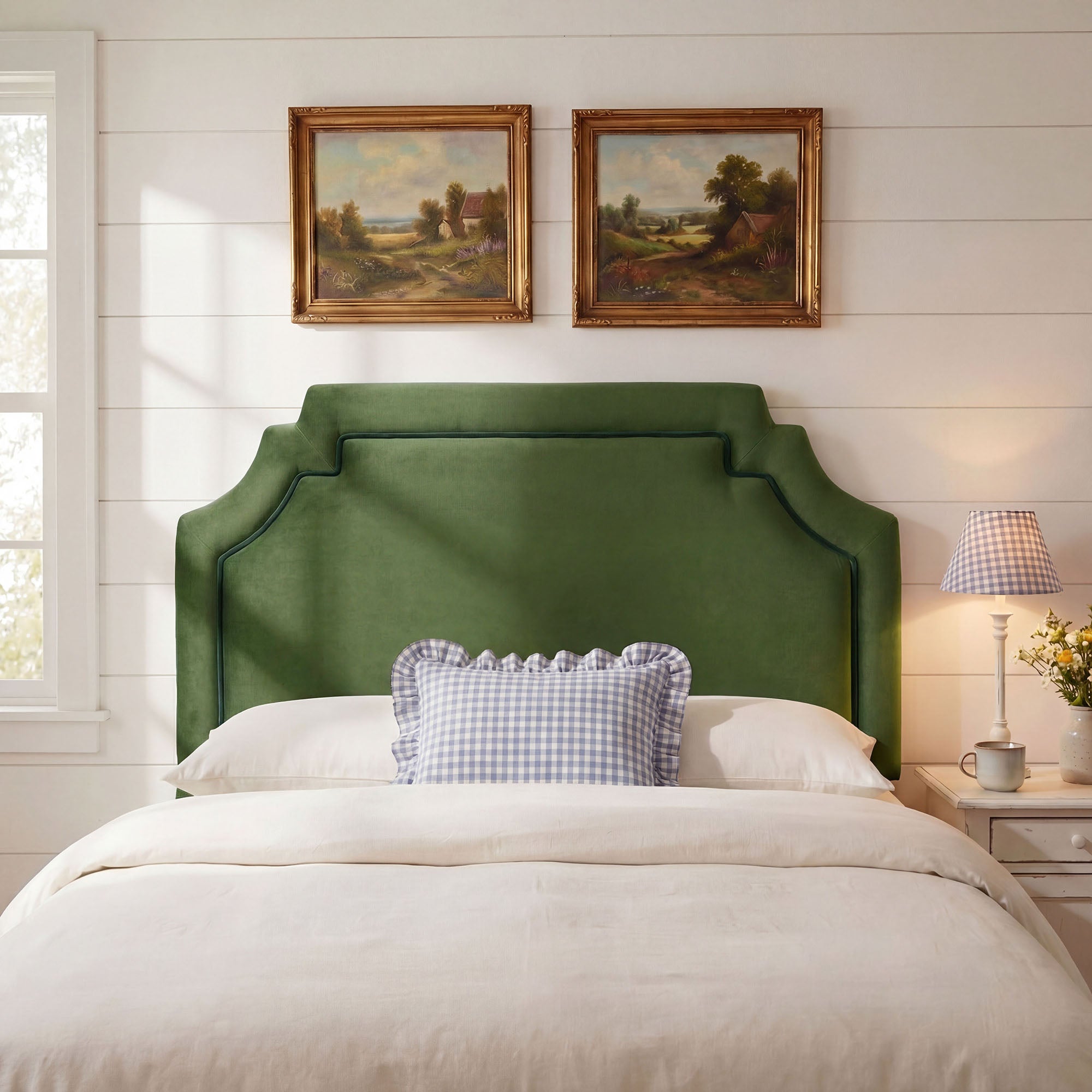 Magnolia Stain-Resistant Performance Velvet Full Size Headboard - Moss Green Dark Green
