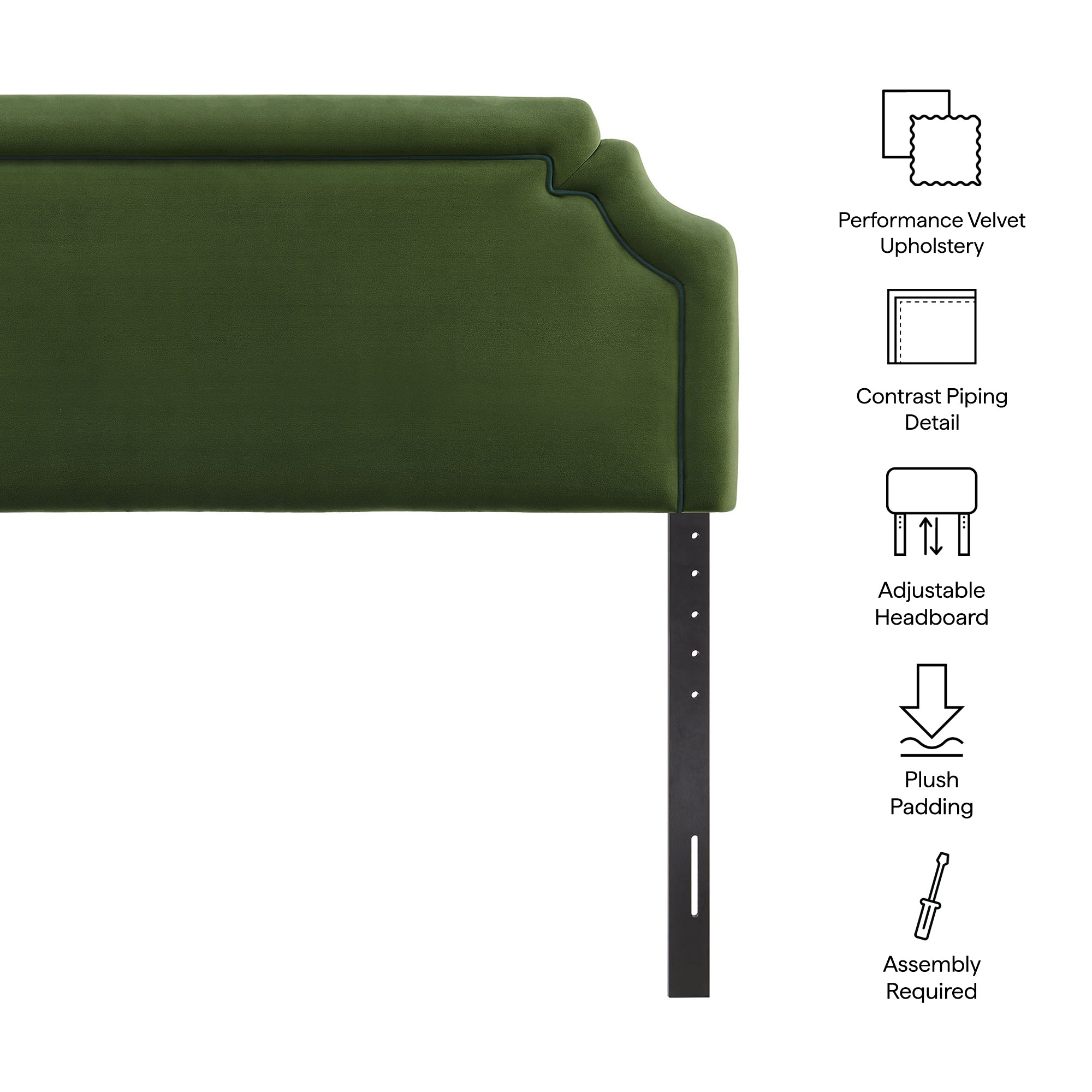 Magnolia Stain-Resistant Performance Velvet Full Size Headboard - Moss Green Dark Green