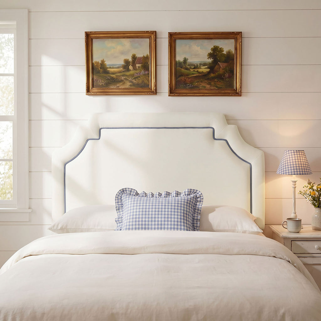Magnolia Stain-Resistant Performance Velvet Queen Size Headboard - Alabaster Cadet Blue