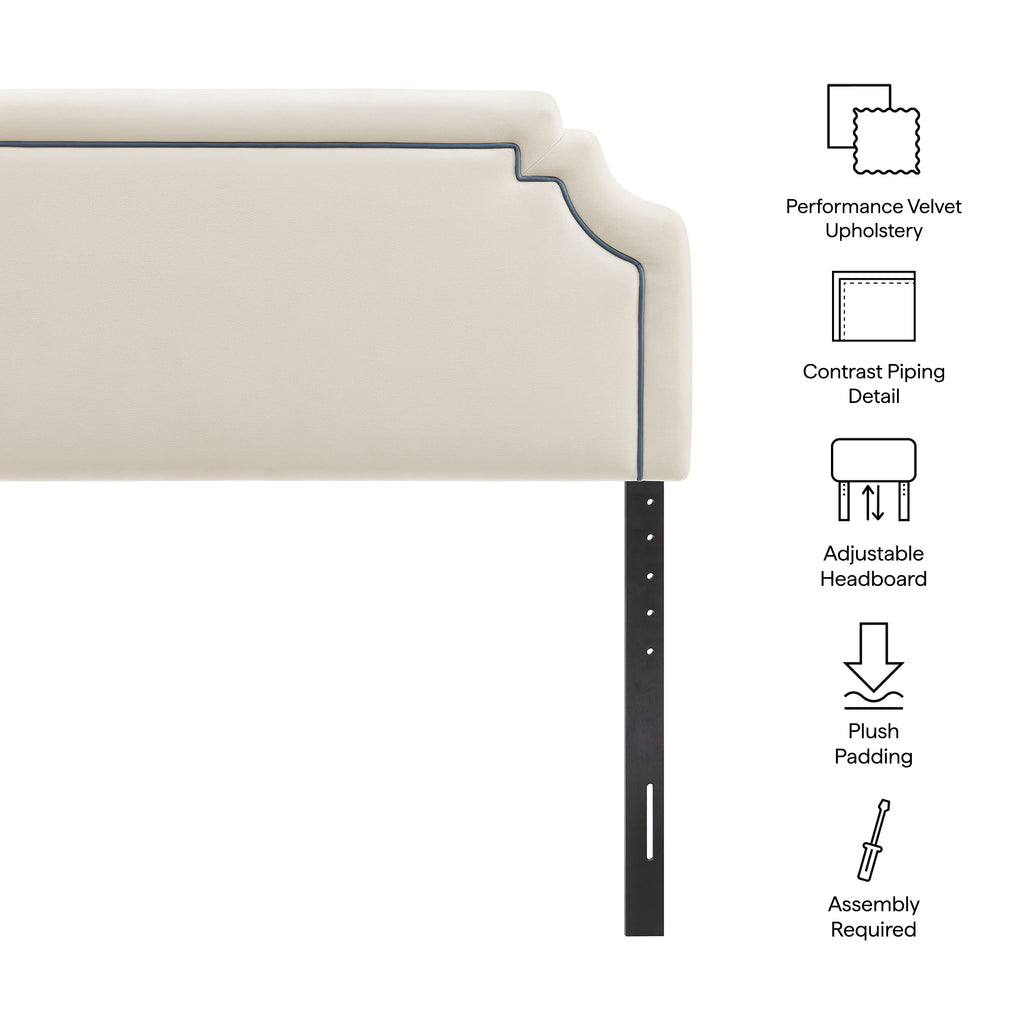 Magnolia Stain-Resistant Performance Velvet Queen Size Headboard - Alabaster Cadet Blue