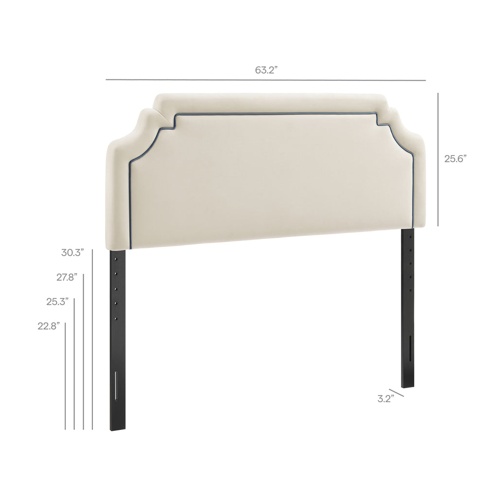 Magnolia Stain-Resistant Performance Velvet Queen Size Headboard - Alabaster Cadet Blue