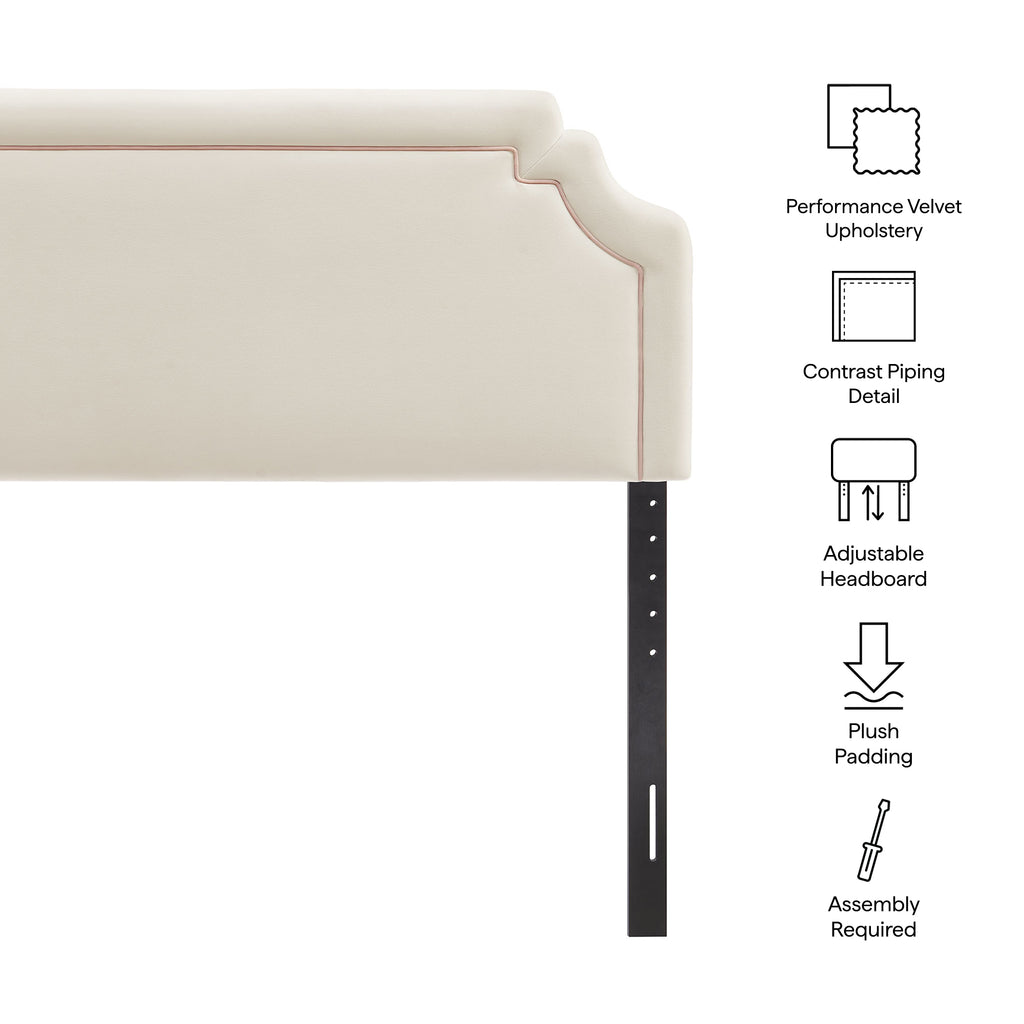 Magnolia Stain-Resistant Performance Velvet Queen Size Headboard - Alabaster Pink