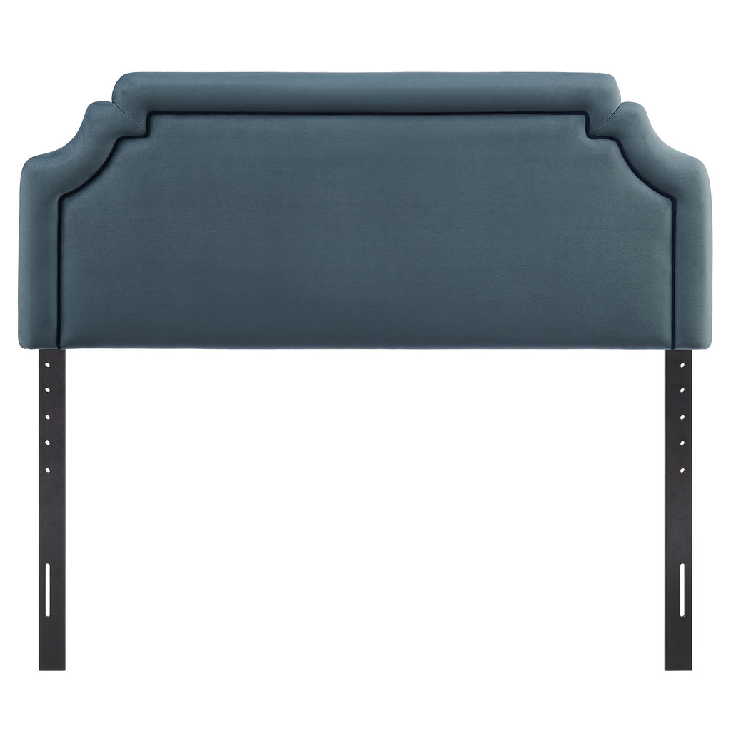 Magnolia Stain-Resistant Performance Velvet Queen Size Headboard - Cadet Blue Midnight
