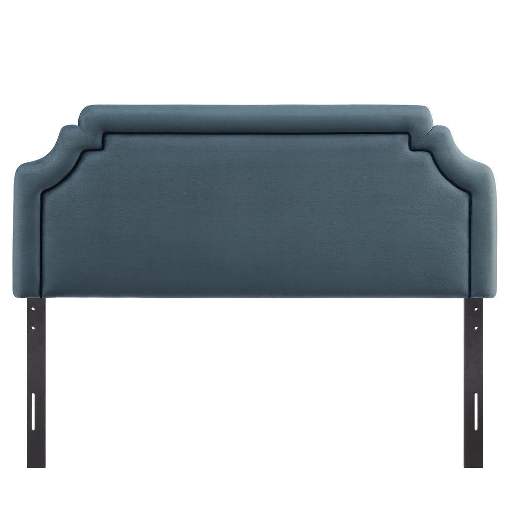 Magnolia Stain-Resistant Performance Velvet Queen Size Headboard - Cadet Blue Midnight