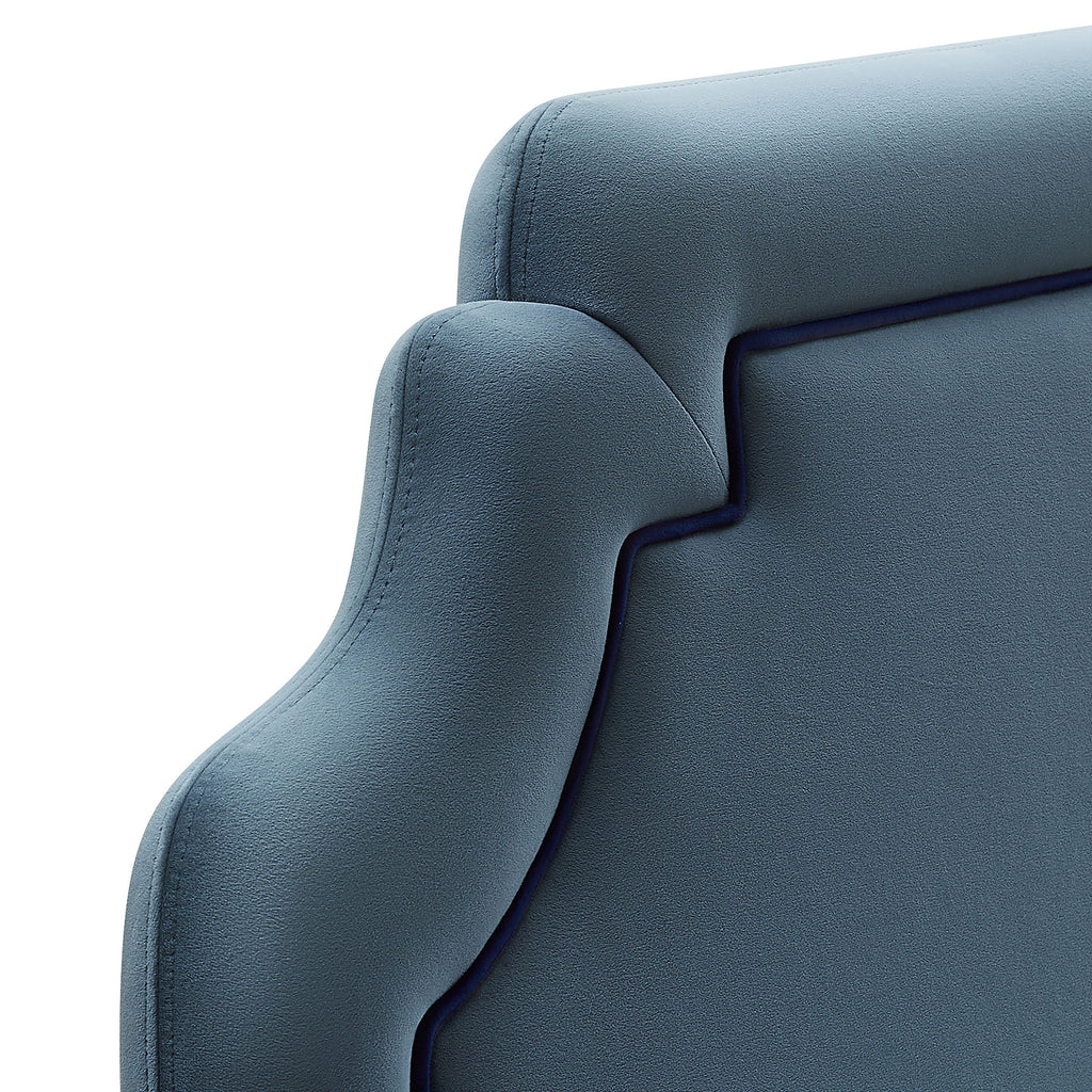 Magnolia Stain-Resistant Performance Velvet Queen Size Headboard - Cadet Blue Midnight