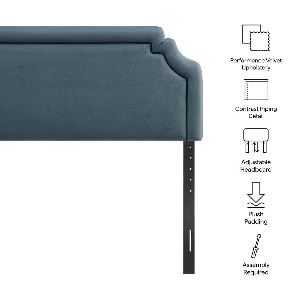 Magnolia Stain-Resistant Performance Velvet Queen Size Headboard - Cadet Blue Midnight