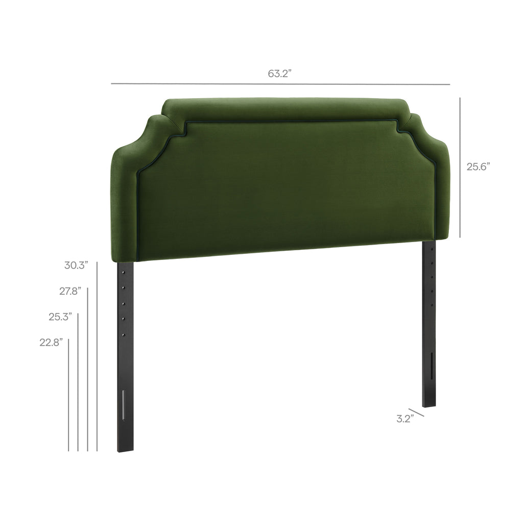 Magnolia Stain-Resistant Performance Velvet Queen Size Headboard - Moss Green Dark Green
