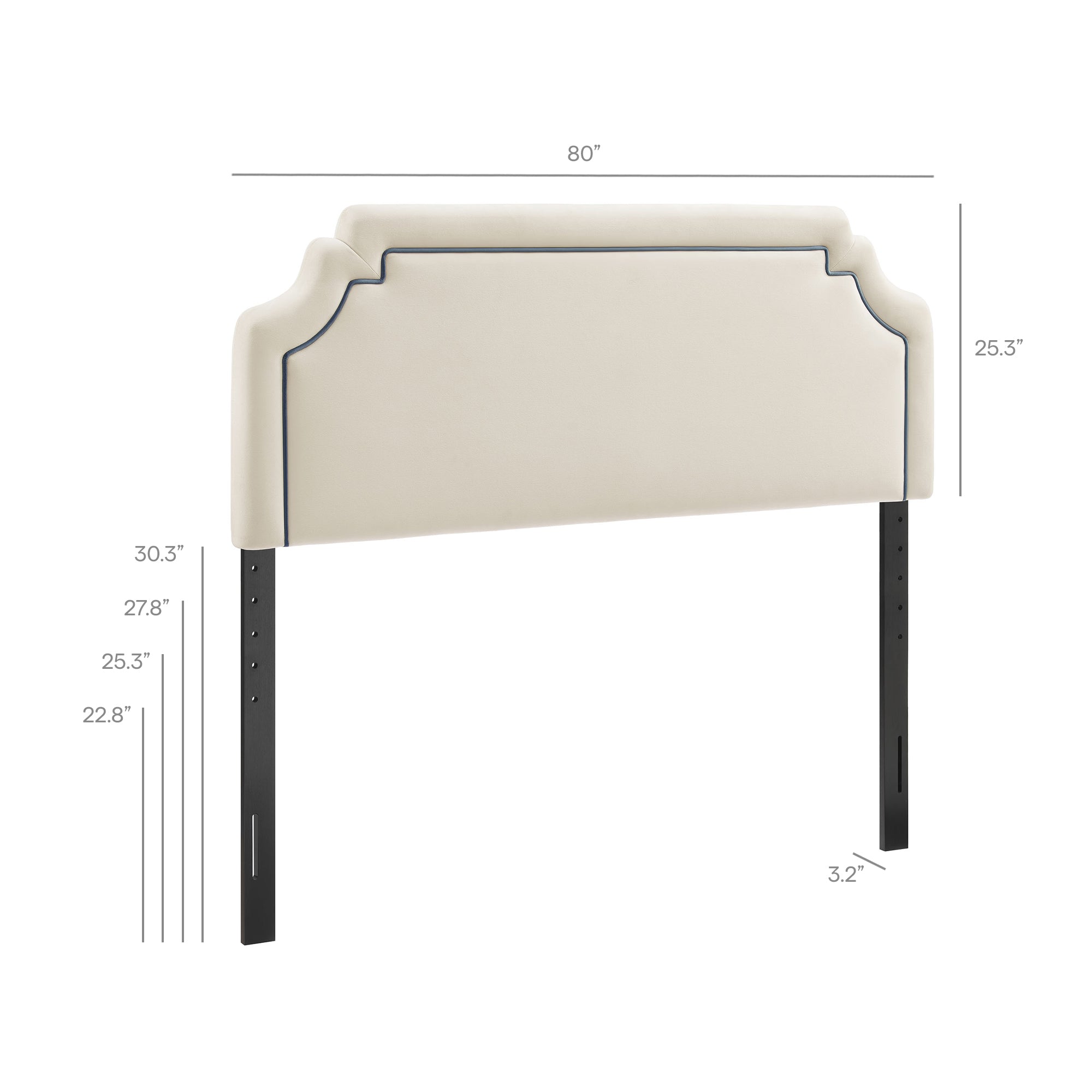 Magnolia Stain-Resistant Performance Velvet King Size Headboard - Alabaster Cadet Blue