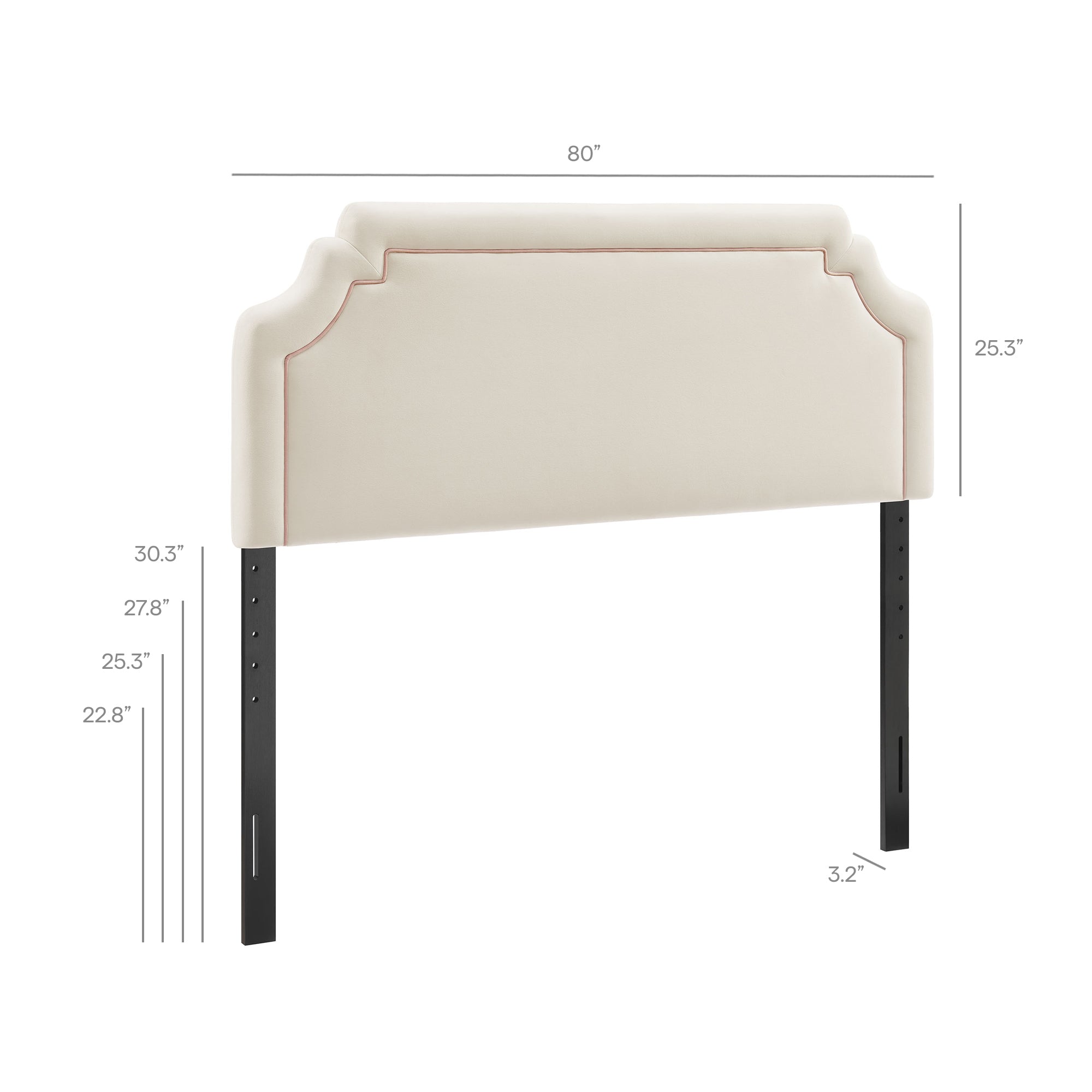 Magnolia Stain-Resistant Performance Velvet King Size Headboard - Alabaster Pink