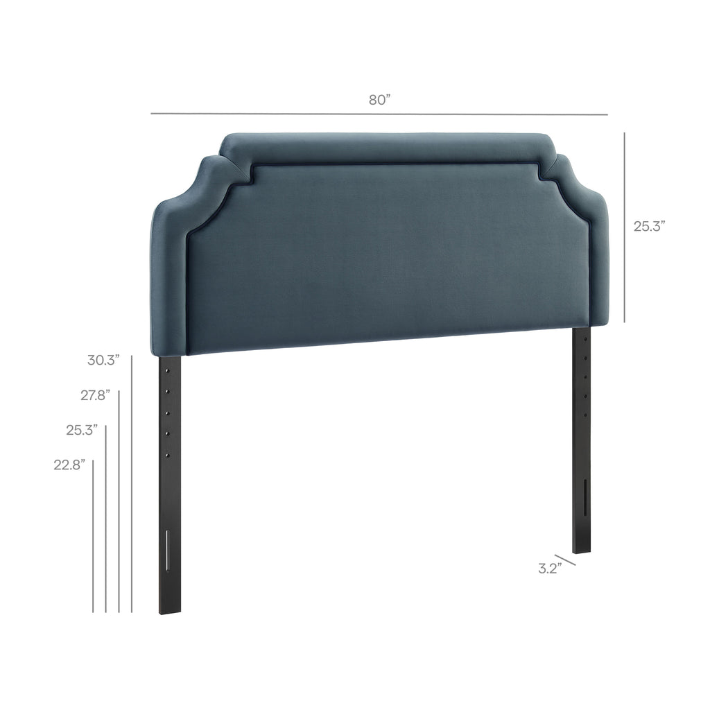Magnolia Stain-Resistant Performance Velvet King Size Headboard - Cadet Blue Midnight