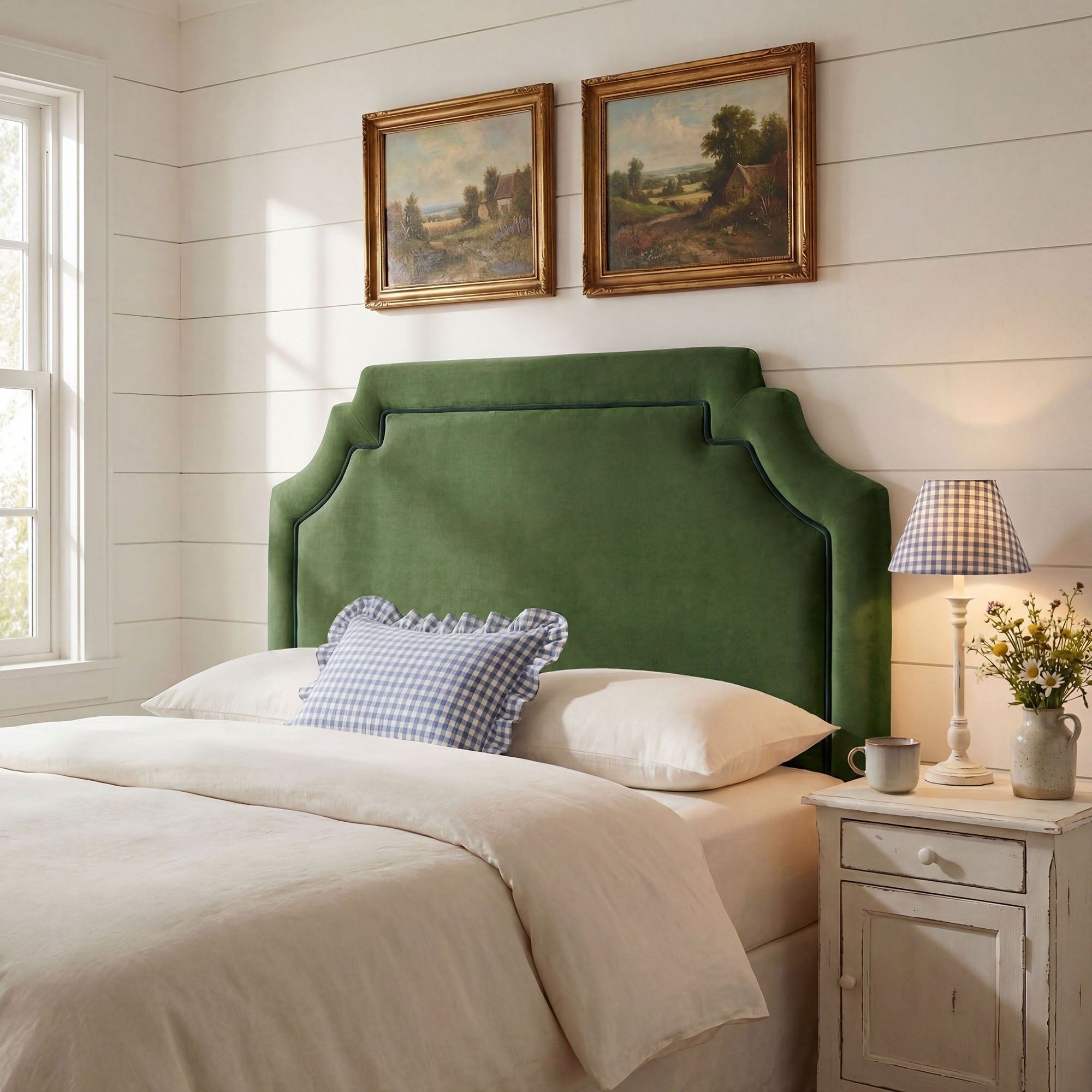 Magnolia Stain-Resistant Performance Velvet King Size Headboard - Moss Green Dark Green