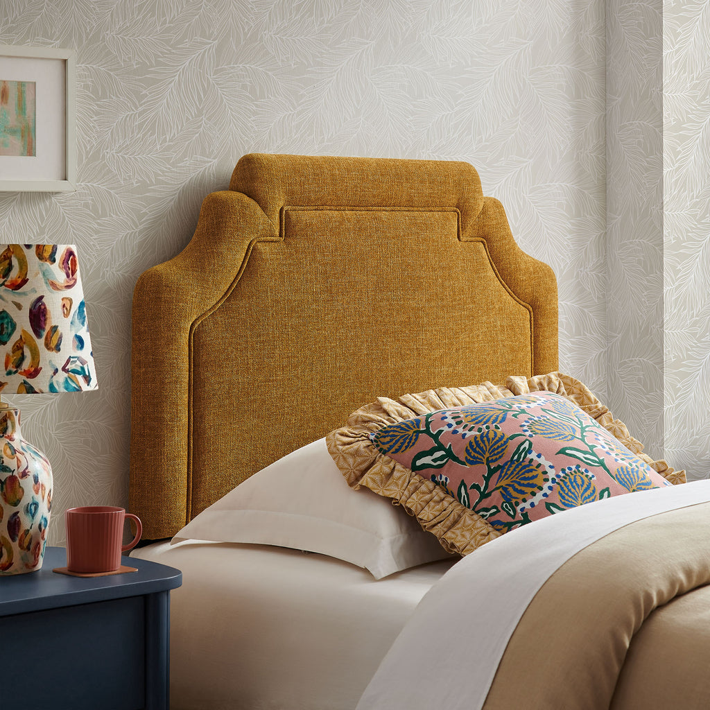 Magnolia Upholstered Fabric Twin Size Headboard - Copper