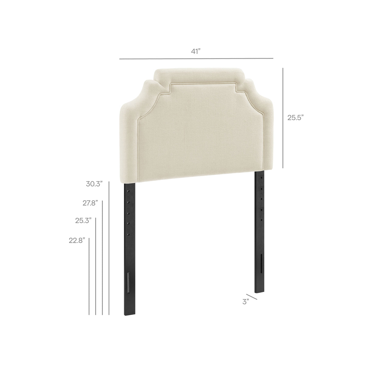 Magnolia Upholstered Fabric Twin Size Headboard - Ecru