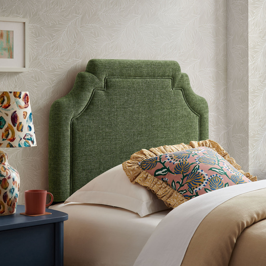 Magnolia Upholstered Fabric Twin Size Headboard - Foliage