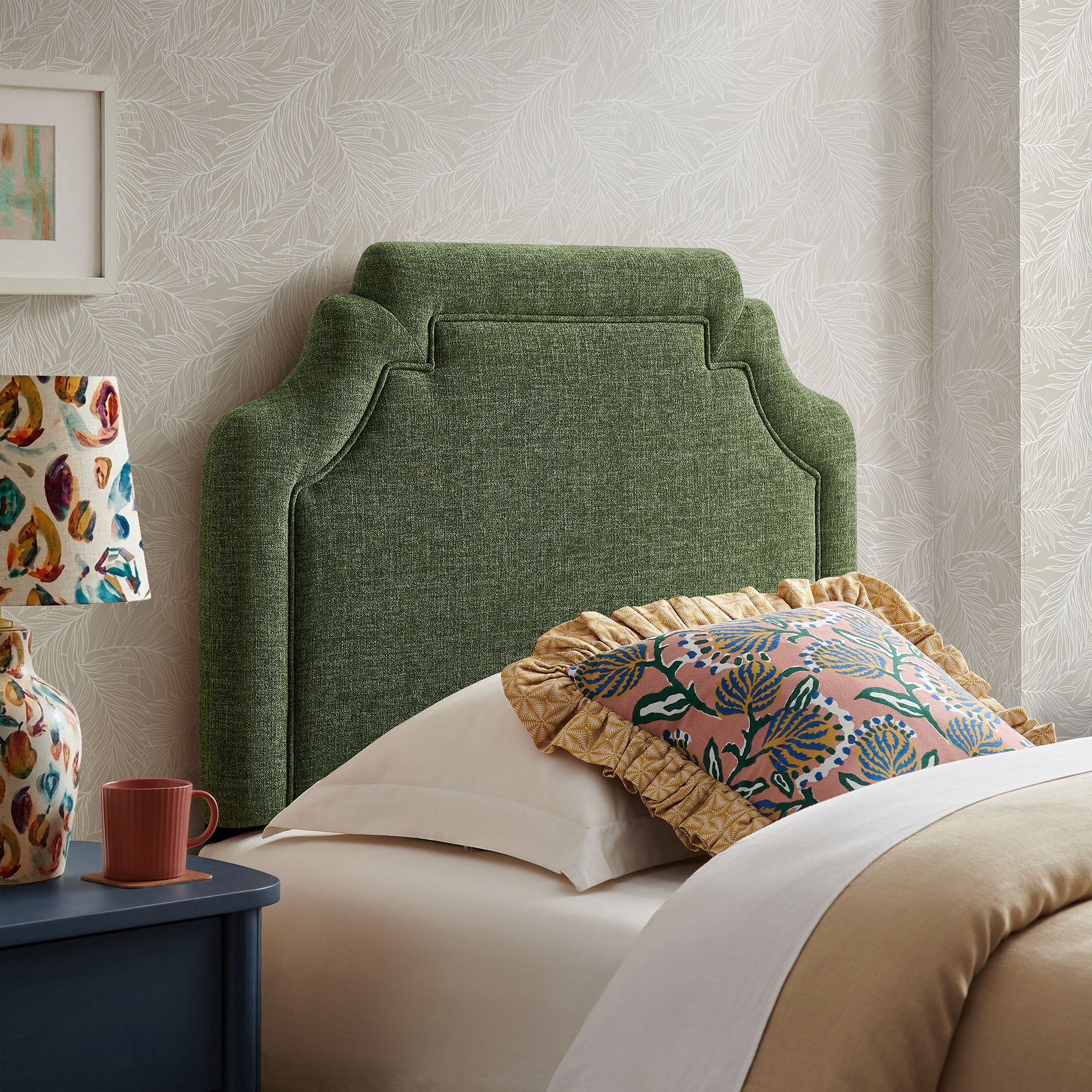 Magnolia Upholstered Fabric Twin Size Headboard - Foliage