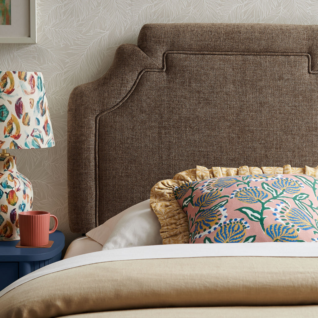Magnolia Upholstered Fabric Twin Size Headboard - Mocha