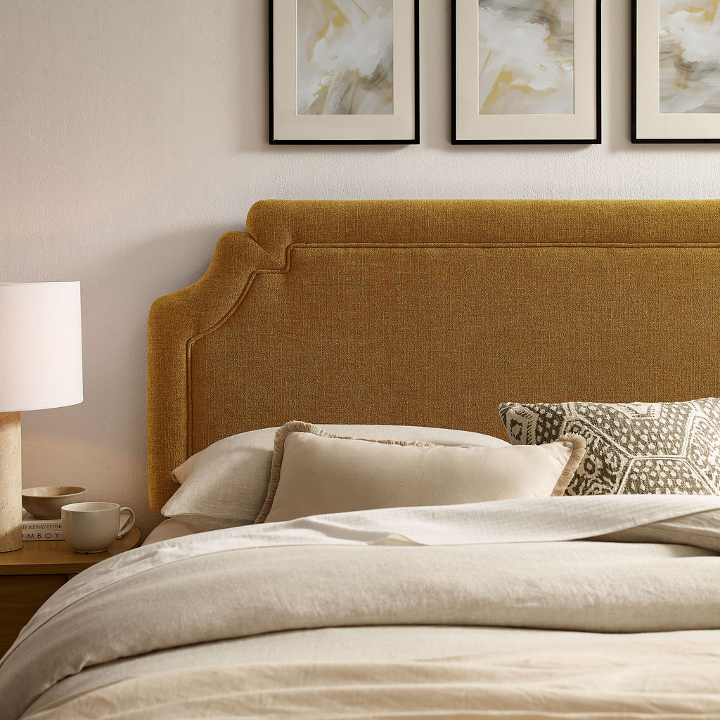 Magnolia Upholstered Fabric Queen Size Headboard - Copper