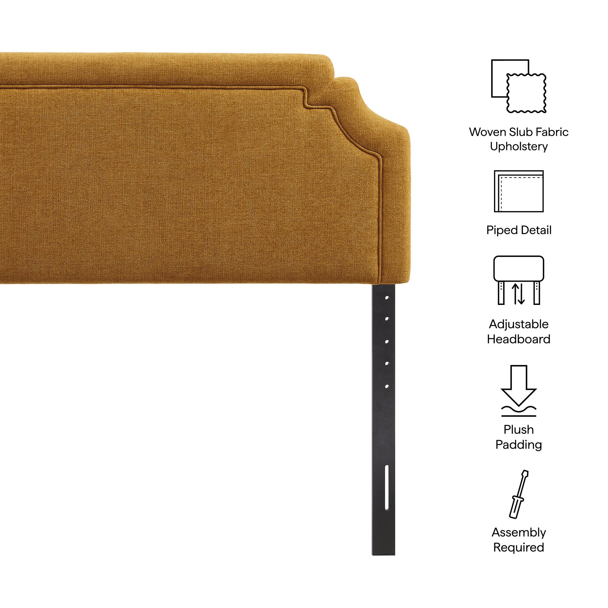 Magnolia Upholstered Fabric Queen Size Headboard - Copper
