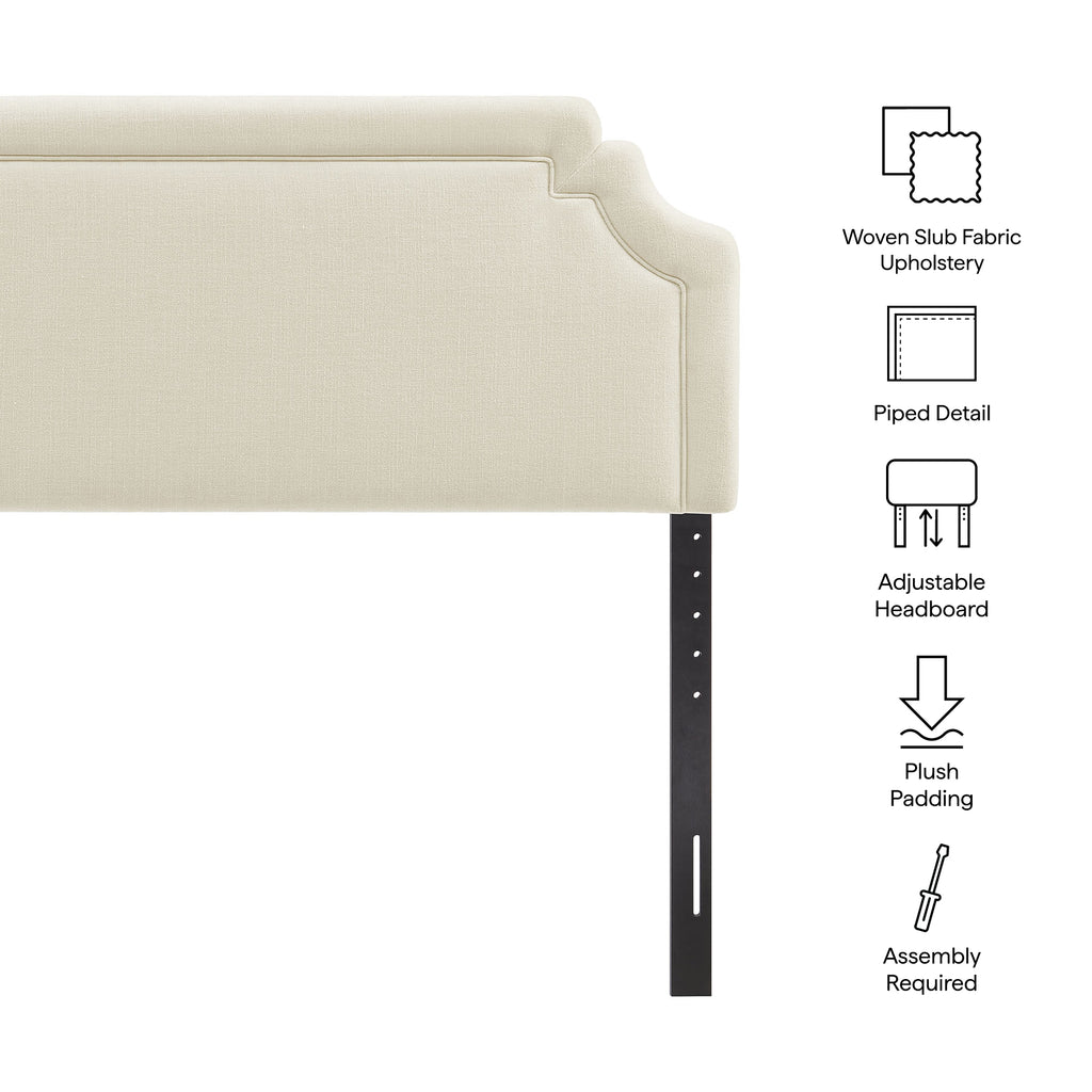 Magnolia Upholstered Fabric Queen Size Headboard - Ecru